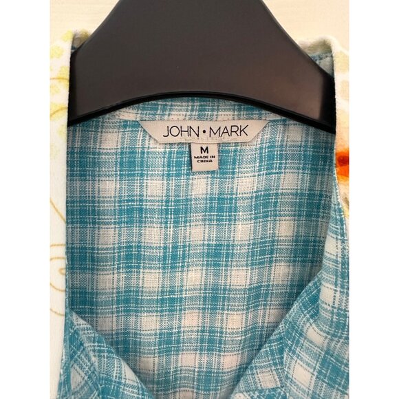 New John Mark Womens Medium Hummingbird Floral Lagenlook Button-Up Shirt Artsy - Picture 6 of 14